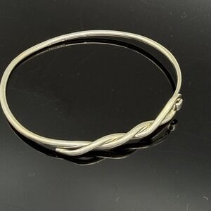 Mexico Sterling ATI 925 Silver Infinity Love Knot Bangle Bracelet 7" Dainty